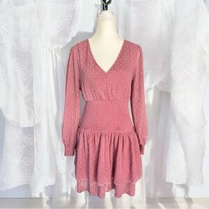 Elegant Pink V-Neck Dress